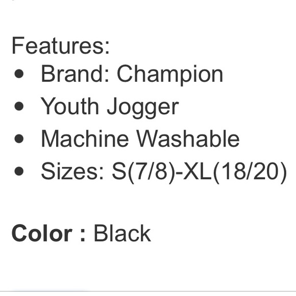 Champion Youth Jogger, Black, size: M (10-12) - Picture 4 of 6